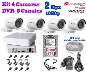Kit 4 Camaras Precision p 2 Mpx Cctv 1 Tb Dvr Hikvision
