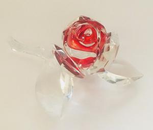 Rosa Vidrio / Cristal Color Roja 12 Cm Macizo Regalo Mama Xv
