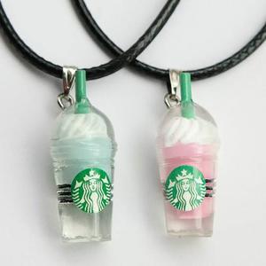 2 Collares Frappe Starbucks Para Novios Pareja Amigos Kawaii