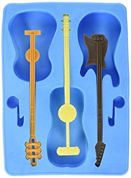 Generic Guitar Ice Cube Tray With 3 Stirrers Blue