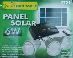 Panel Solar Con 3 Focos Super Led Bateria Recargable Usb 6w