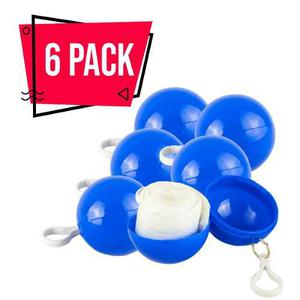 6 Pack Impermeable Portátil Bolsillo Azul Lluvia Llavero