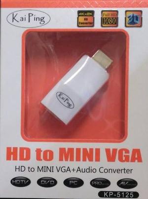 Convertidor Adaptador Hdmi A Mini Vga Monitores Proyectores