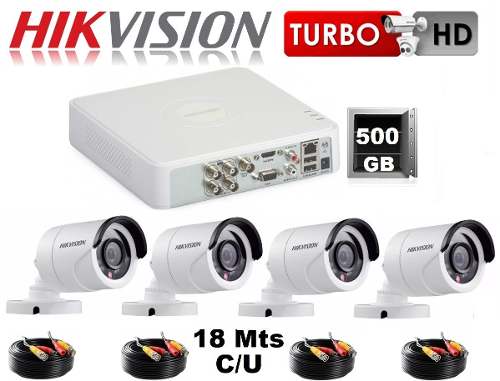 Kit Video Vigilancia Hikvision 4 Cámaras Hd 720p Cctv 500