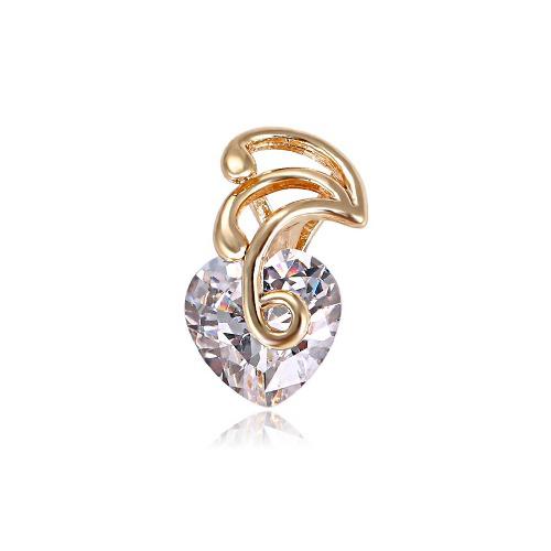 Dije Corazón Zirconia Corte Diamante Oro 14k Lam +obsequio