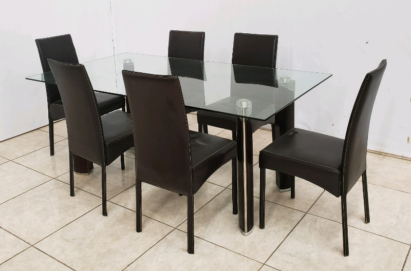 Comedor negro 6 sillas cristal templado 🥇 | Posot Class