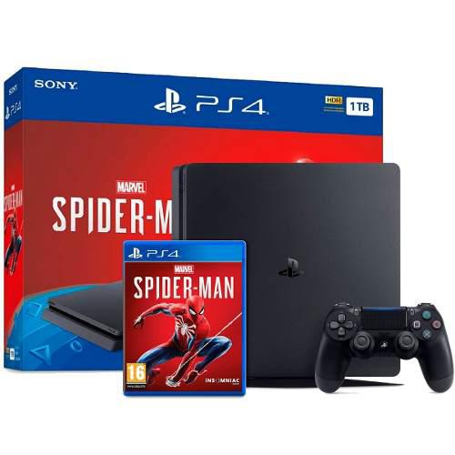 Play Station 4 Ps4 Slim Sony 1tb Spiderman Cuh-2215 Negro