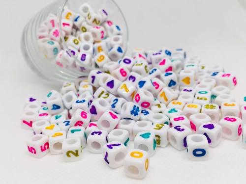 Cubo Números Multicolores Mixtos Al Azar 100 Piezas 7mm