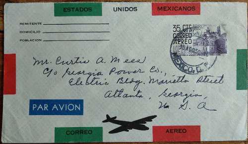 Mexico 1950 Sobre Con Timbre 35c. Aereo Impreso, Circulado