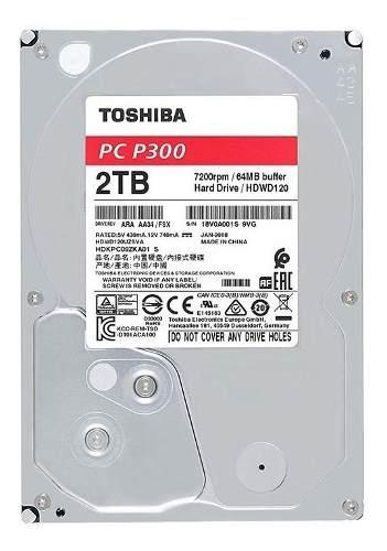 Disco Duro Toshiba P300 2tb 7200rpm Sata 3 6gb/s Para Pc 3.5