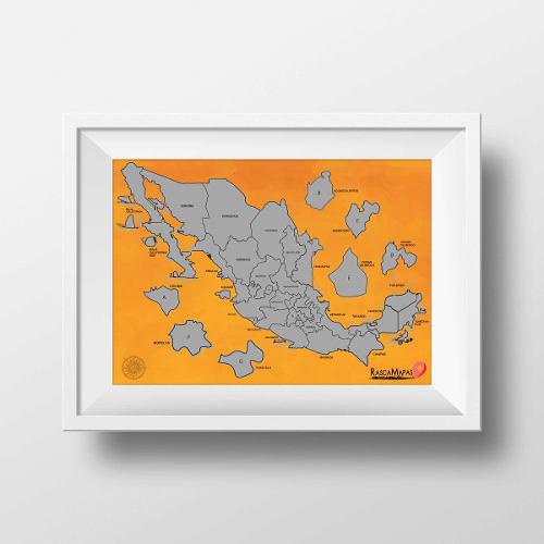 Mapa Rascable De México Dividido En 32 Estados