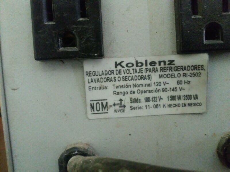 Regulador Koblenz Modelo RI- Para Refrigerador, Lavadora