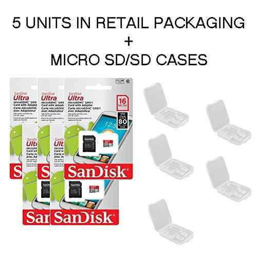 5 Pack Sandisk Ultra Tarjeta De Memoria Microsdhc De 16gb F