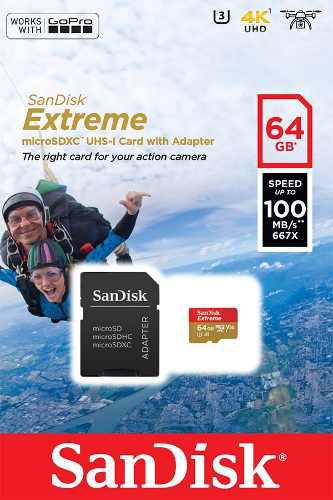 Sandisk Microsdhc Extreme Gopro A 100 Mb/s R Sdsqxaf-064g-gn