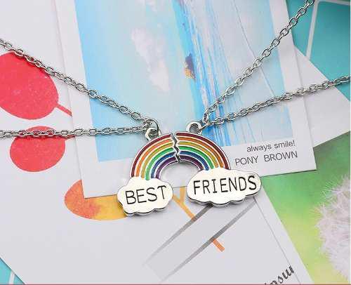 Collares Mejores Amigos Bff Arco Iris Compartir Amor Amistad