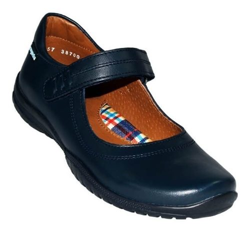 Zapato Escolar Colegial Coqueta Niña Azul Marino Piel