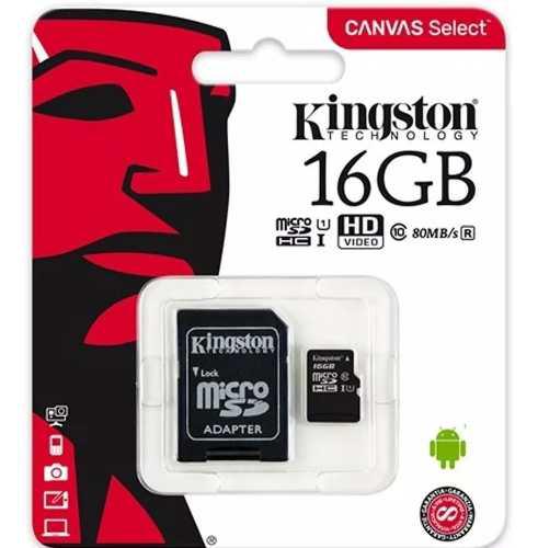 Memoria Kingston Micro Sd 16gb Clase 10 Nuevo Sellado 80mb