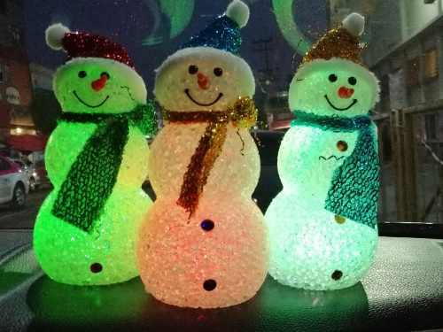 Muñeco De Nieve Con Luz Decoración Navidad 20 Cm Altura