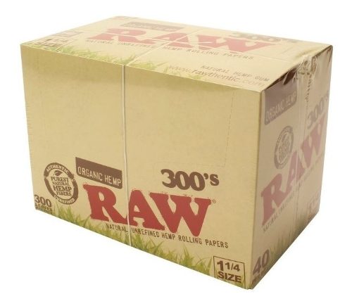 Caja De 20 Paquetes De 300 Papeles Raw 1 1/4 Organic Hemp