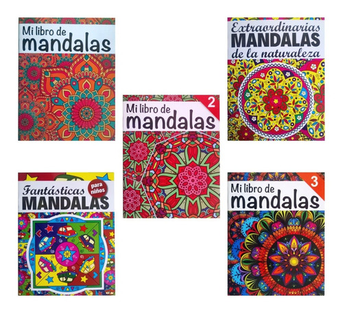 5 Libro Mandalas Iluminar Colorear Animales Niños