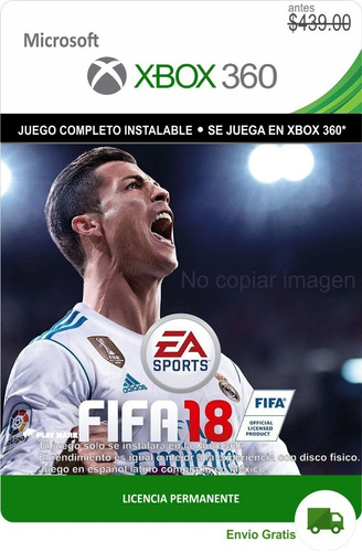 Fifa 18 Xbox 360-- Español Latino - Permanente