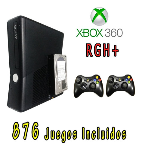 Xbox 360 Slim 2tb 876 Titulos 2 Controles Fuente Y Cable Hdm