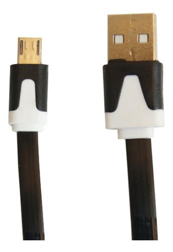 Cable Plano Usb A Microusb V8 2 Metros Android Tablet Negro