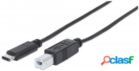 Manhattan Cable USB 2.0 B Macho - USB 2.0 C Macho, 1 Metro,