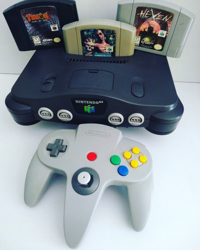 Nintendo 64 Consola Con 3 Juegos Turok, Shadowman,hexen