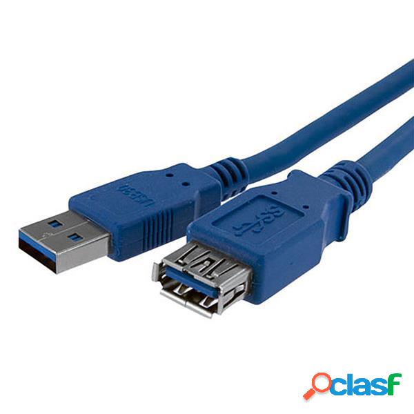 StarTech.com Cable USB A Macho - USB A Hembra, 1 Metro, Azul
