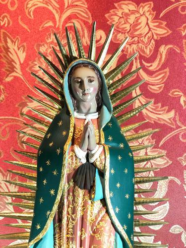 Virgen De Guadalupe Talla En Madera 36cm Oro De Hoja Fino