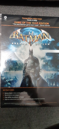 Código De Juego Batman Arkham Asylum Para Pc O Computadora