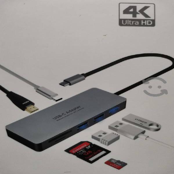 HUB USB Tipo C 8 en 1 OTG/HDMI/USB/USB Tipo C/SD