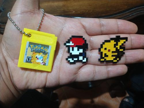 Pins Pikachu + Ash + Llavero Pokémon Cartucho Gameboy 3d