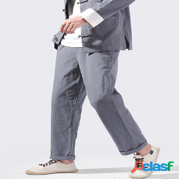 Mens chino estilo cordón elástico cintura llanura casual