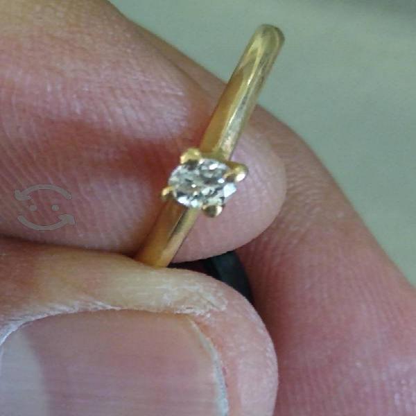 anillo compromiso 0.12 cts oro 14k 1.5 grs