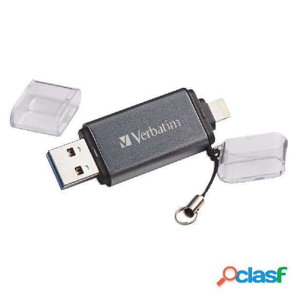 Memoria USB Verbatim iStore 'n' Go, 16GB, USB 2.0, Gris