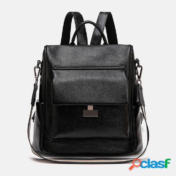 Women Casual Solid Anti-theft Backpack Shoulder Bag