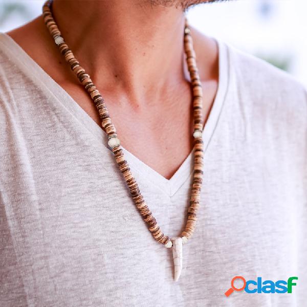 Bohemian Coconut Shell Beaded Metal Leaf Clavicle Chain