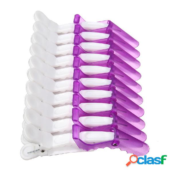 10 piezas de plástico blanco púrpura Salón Clips Styling