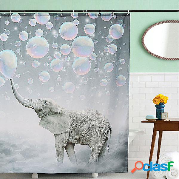 150 x 180cm elefante impresión impermeable baño ducha