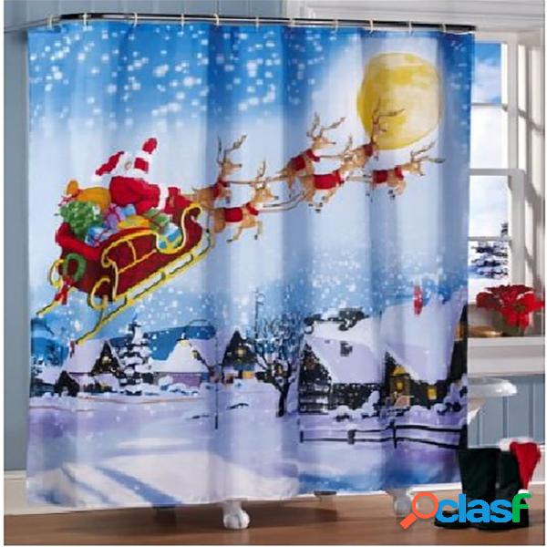 180 * 180 cm Navidad trineo impresión cortina de ducha