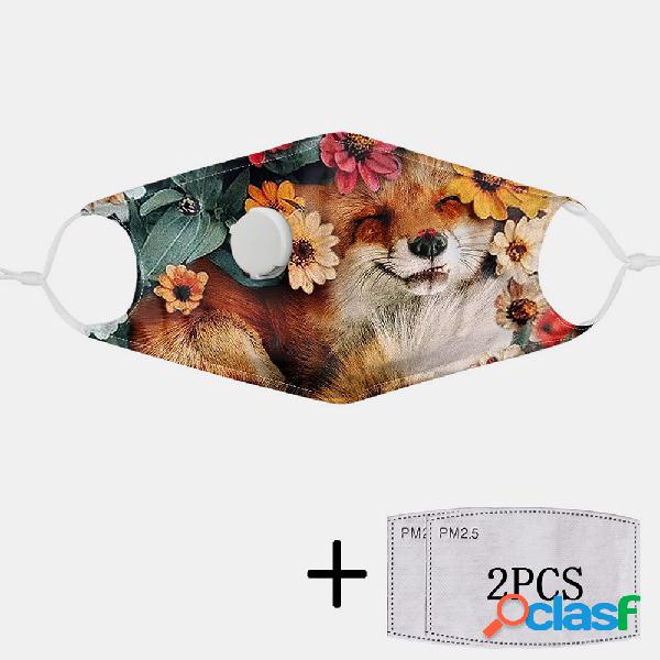 2 piezas PM2.5 filtro Fox máscaras no desechables con