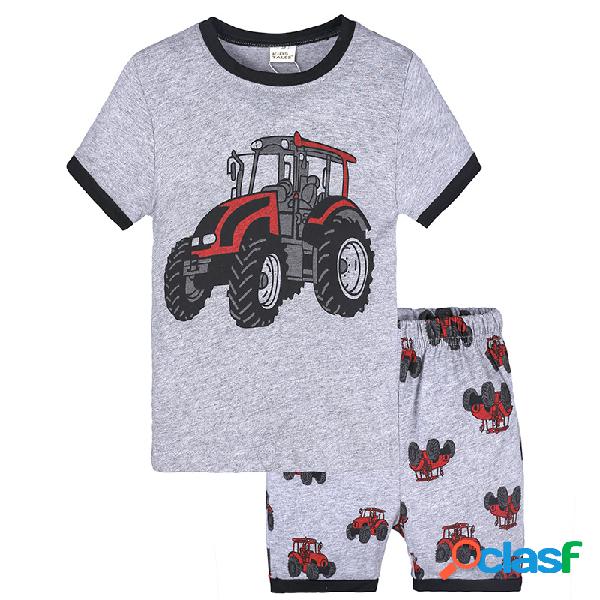 2Pcs Graphic Toddlers Boys Clothing Set camiseta de algodón