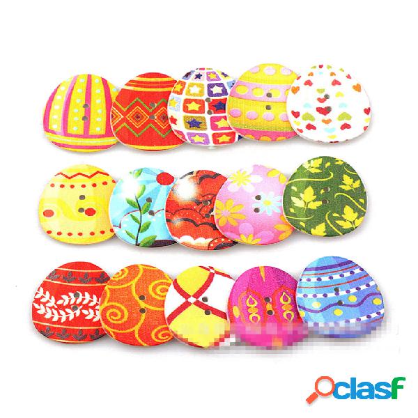 31mm 100Pcs Colorful Huevos de Pascua en forma de madera