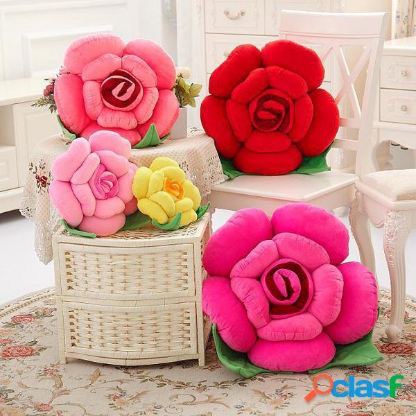 40cm 3D Colorful Rose Flowers Throw Pillow Plush Sofa Coche
