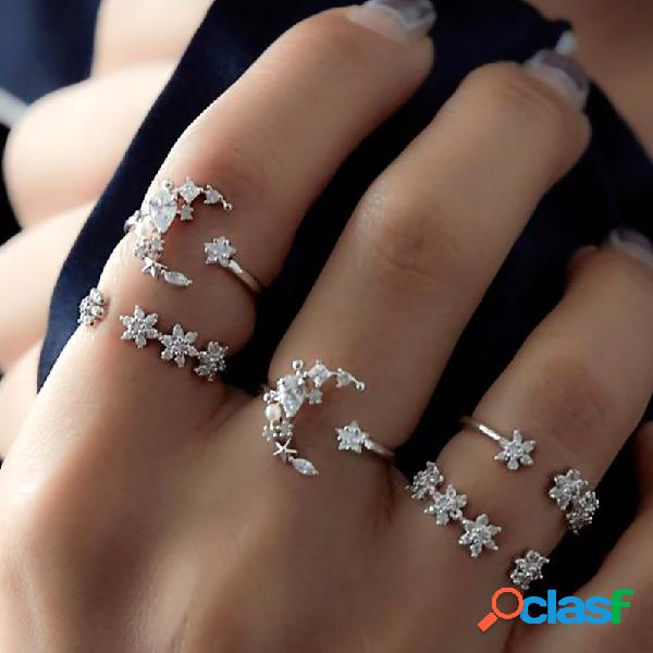 5 piezas conjuntos de anillos de moda anillo de dedo bohemio