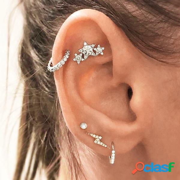 5 piezas de estrellas de cristal de moda Stud pendientes