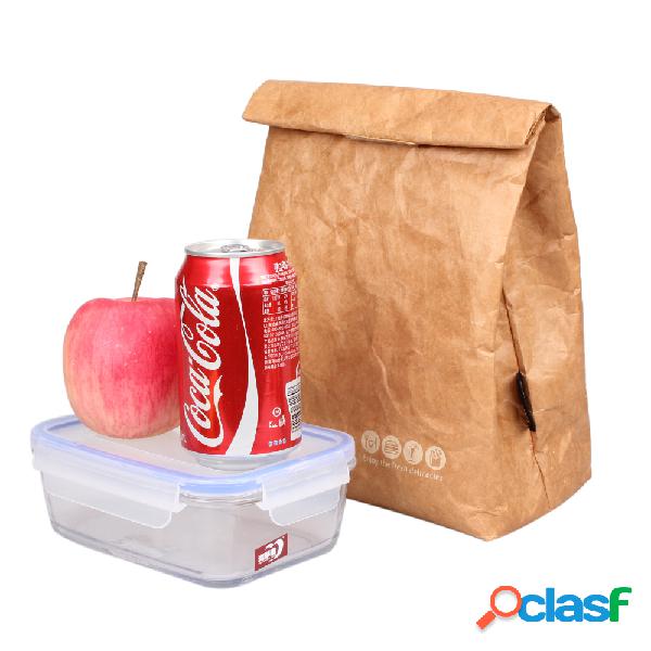 6L Brown Paper Lunch Bag Reusable Box Sack Duradero con