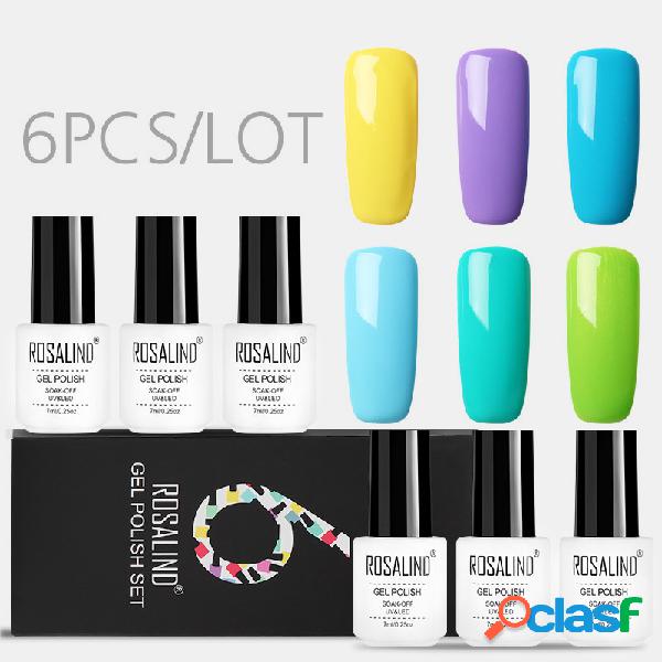 6Pcs / Kit Uña Pulido Gel Kit Color sólido En caja Uña